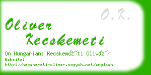 oliver kecskemeti business card